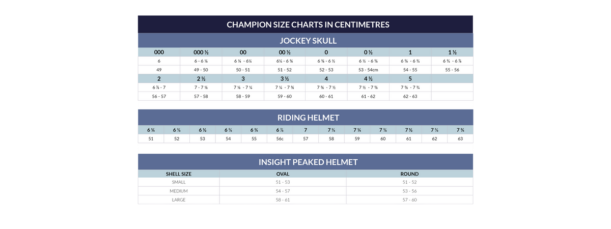 Riding Hat Size Guide